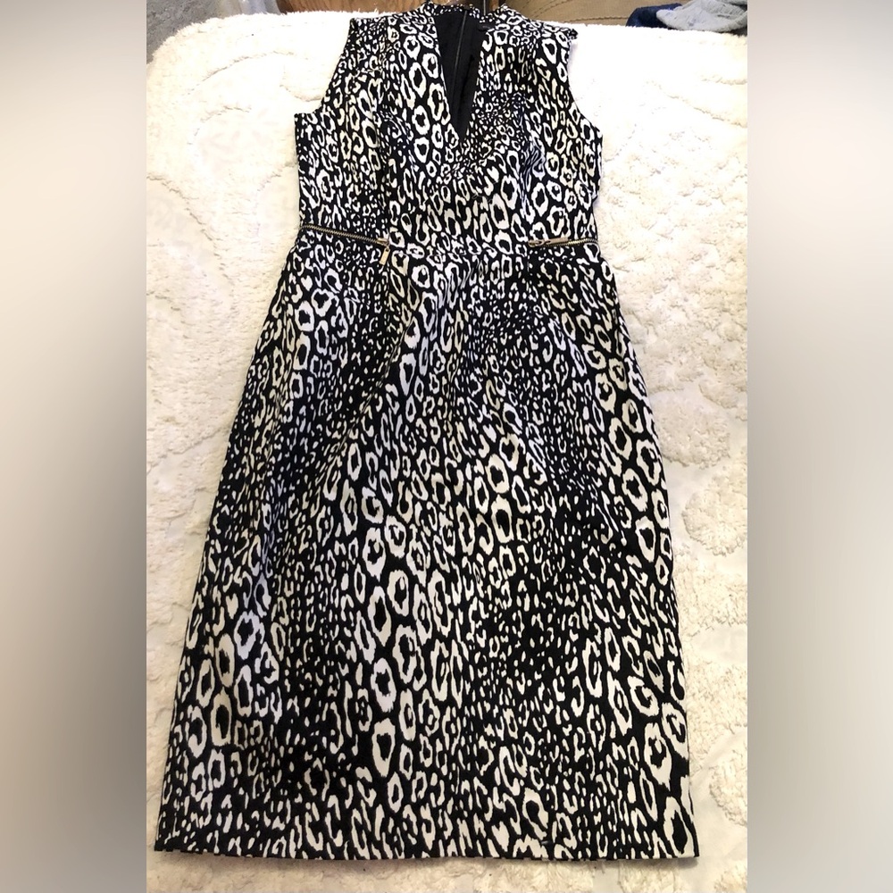 Guess, black and white leopard maxi dress.